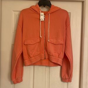 COPY - NWT Aerie XS zipped coral hooded sweatshirt